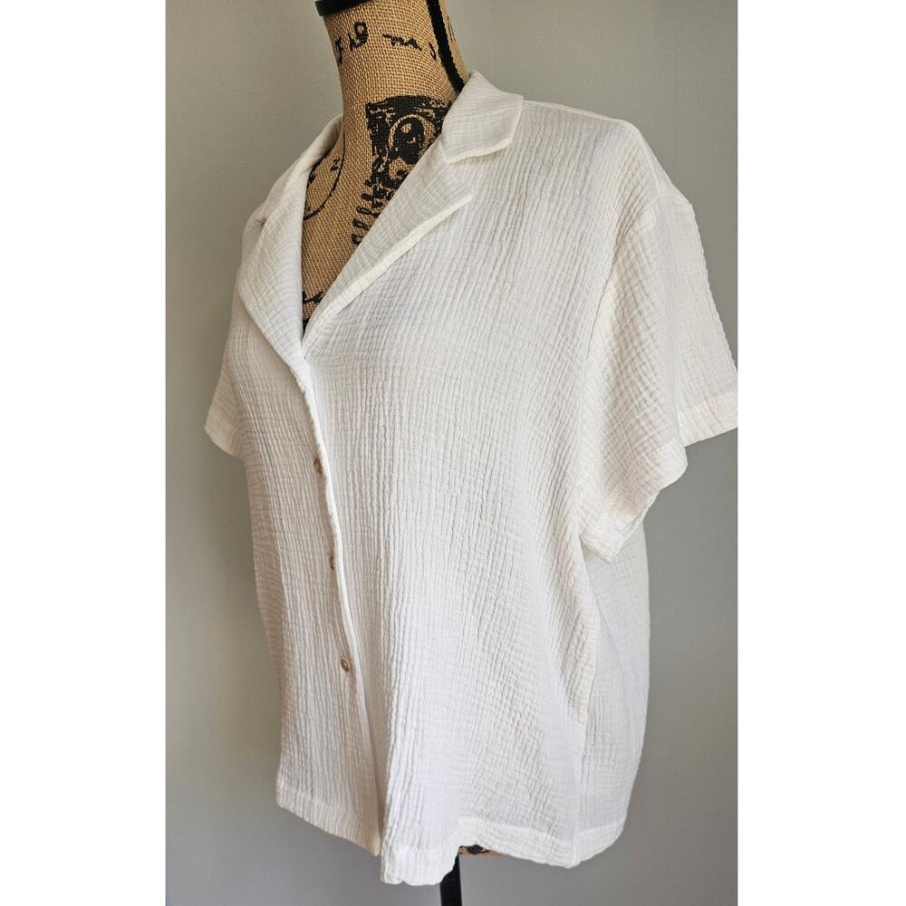 Altar'd State 100% Cotton White Button Down Blouse, Sz L NEW - Picture 10 of 10
